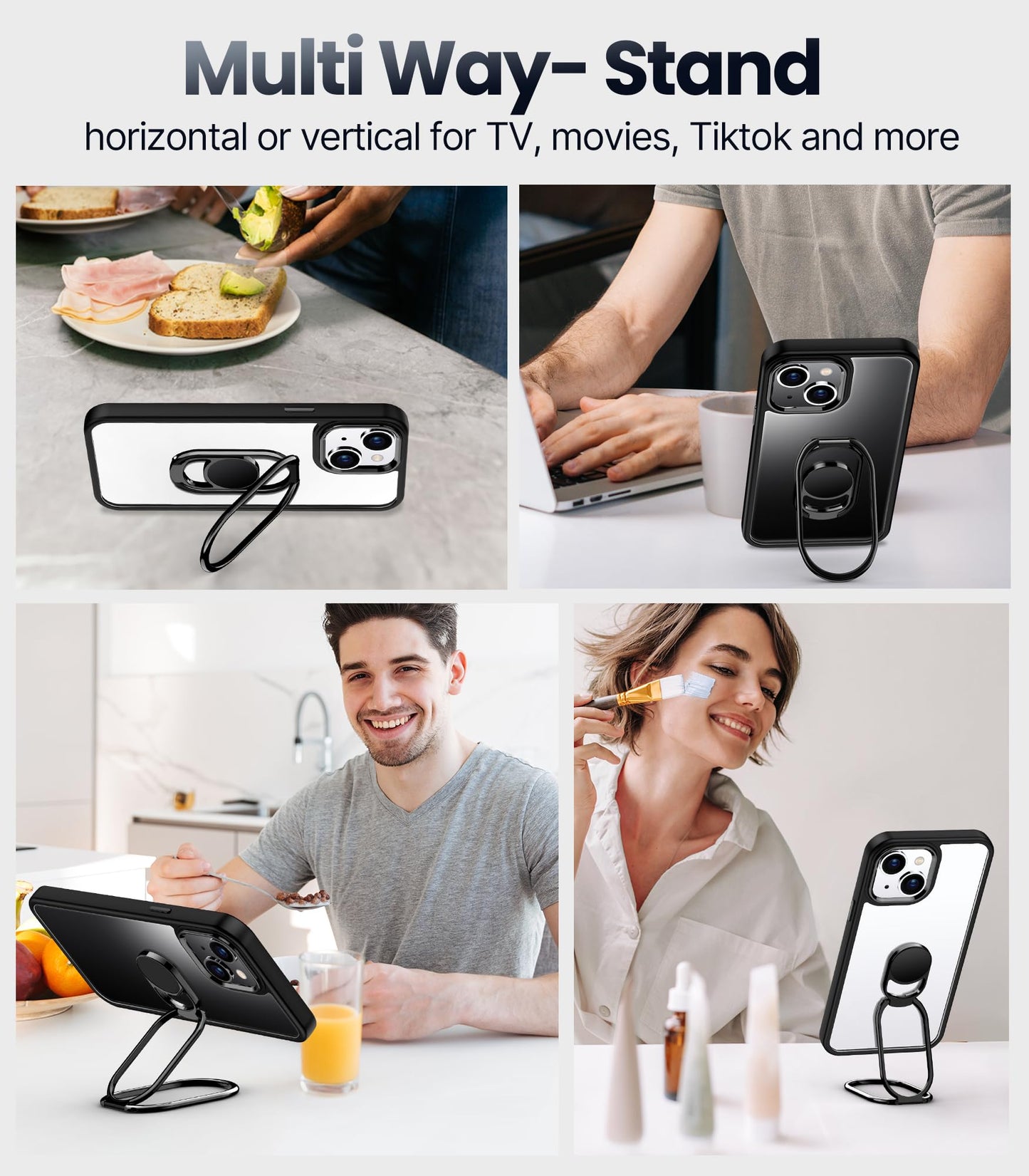 Shields Up For Iphone 15 Plus Case With Stand, Phone Case Clear With Double Ring Holder [Adjustable & Foldable] Shockproof Prote