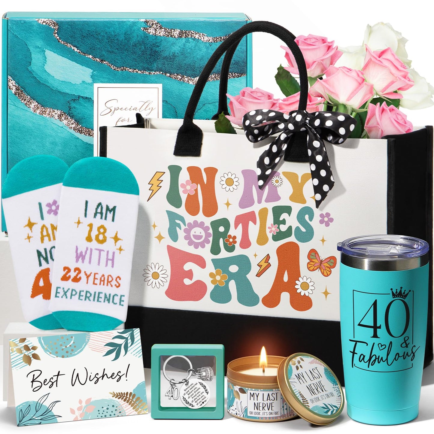 40th Birthday Gifts for Women Her, Funny Turning 40 Year Old Gifts, Best 40 Fabulous 1985 Birthday Gifts Basket Unique Happy 40th Birthday Gifts Ideas for Her Mom Sister Friend Wife Daughter Coworker