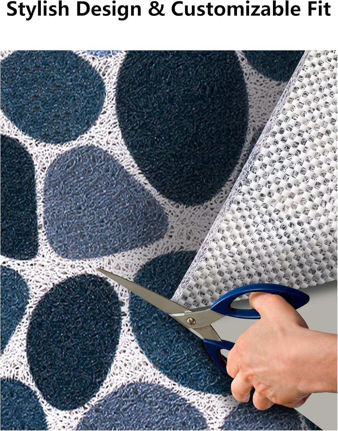 Square Shower Mat, Yonala 24 x 24 Inch Stylish Non Slip Shower Mats for Inside Shower, Soft Trimmable PVC Loofah Anti Slip Shower Mat, Fast Drying Shower Floor Mat for Bathroom, Home, Bath Tub
