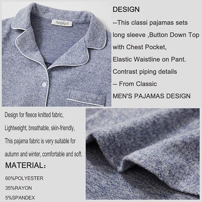 Aamikast Women's Pajama Sets Long Sleeve Button Down Sleepwear Nightwear Soft Pjs Lounge Sets