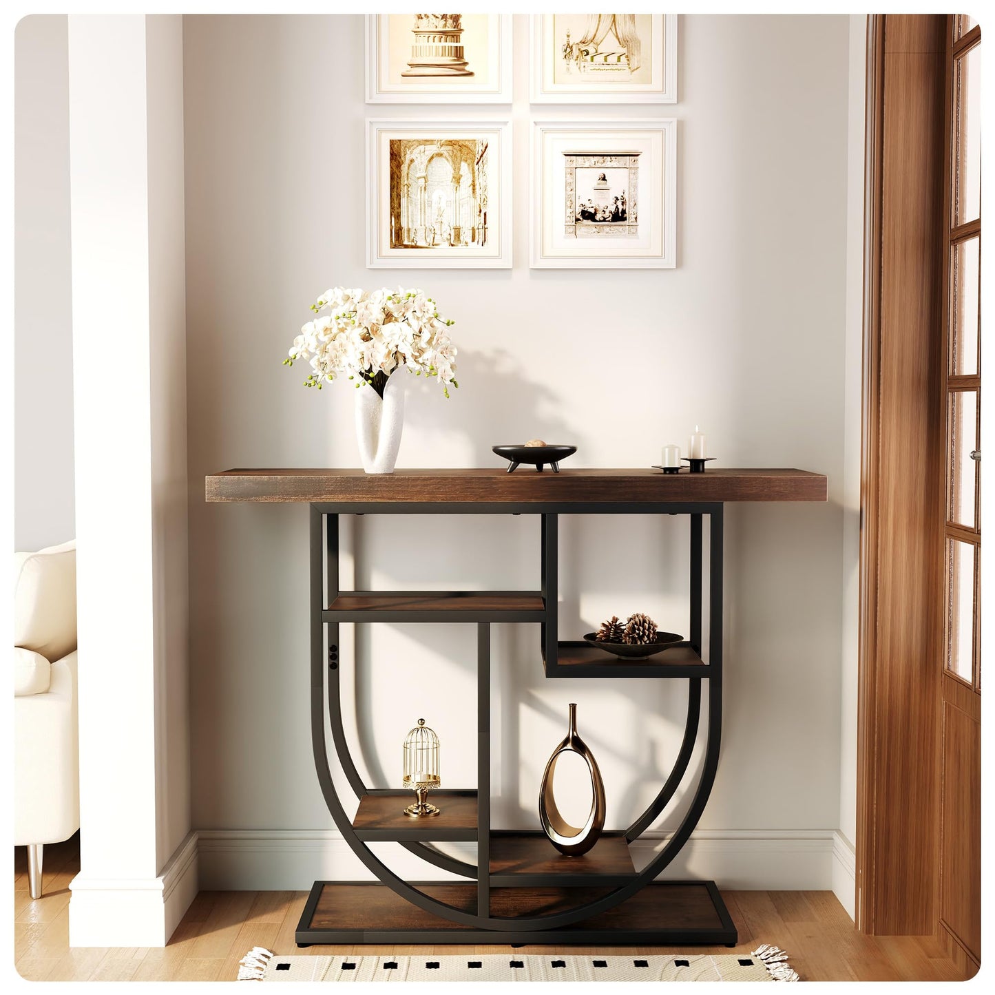 Modern Console Table for Entryway with Storage: 41.3 Inch Wood Sofa Tables for Living Room - Narrow Farmhouse Accent Desk for Home Decor