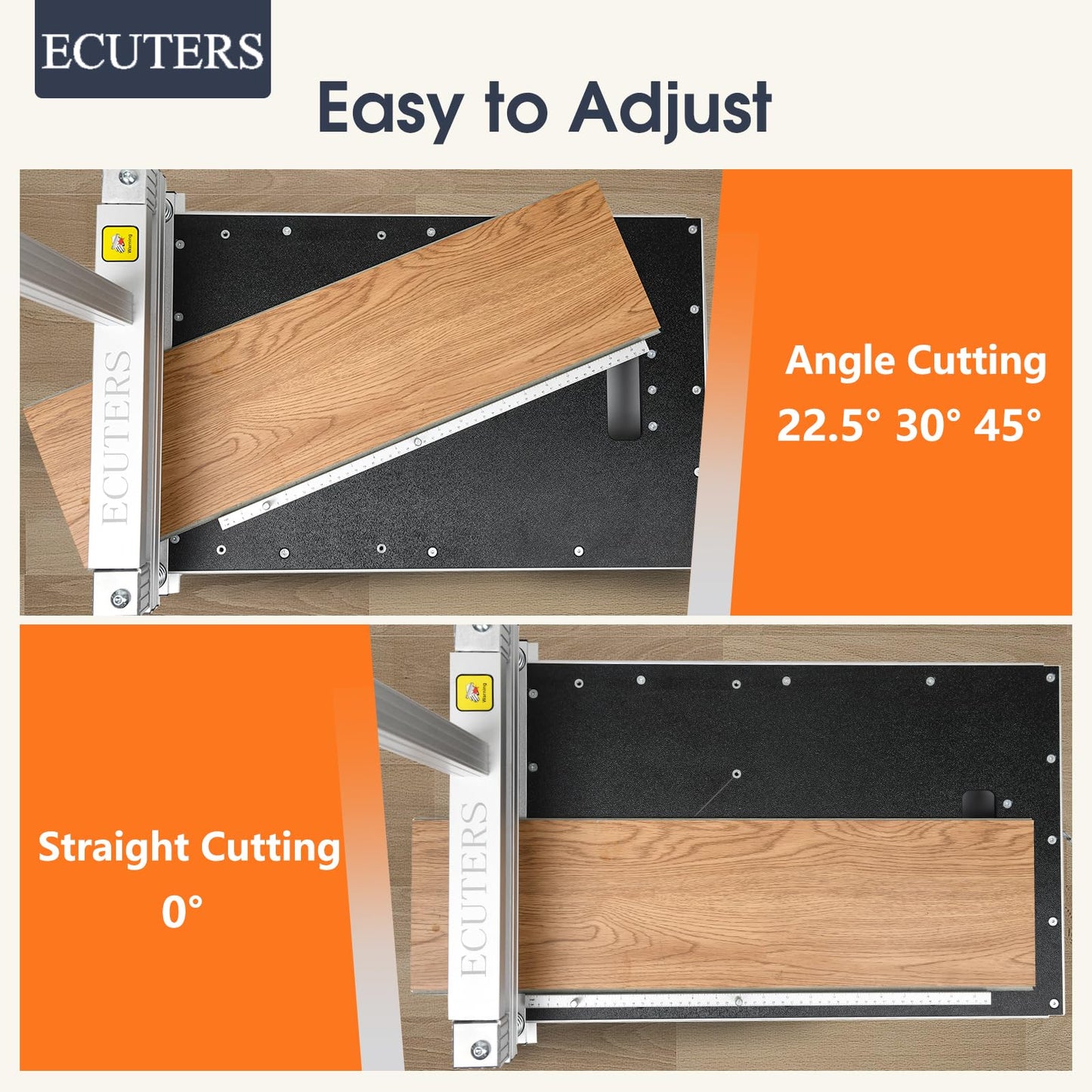 Heavy Duty Laminate Floor Cutter with Blade, ECUTERS 13“ Vinyl Floor Cutter with Wheels, Vinyl Plank Cutter Tile Angle Length Cutting 16mm Thick Flooring Tools - Engineer Wood Parquet LVP LVT