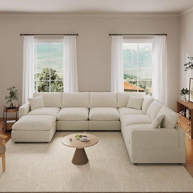 Cloud Couch Modular Sectional Sofa for Living Room, Convertible Upholstered Comfy Couches Deep Seat Sofa Sleeper Sofa Bed, Removable & Washable Cushion Covers, Filled with Down Cotton