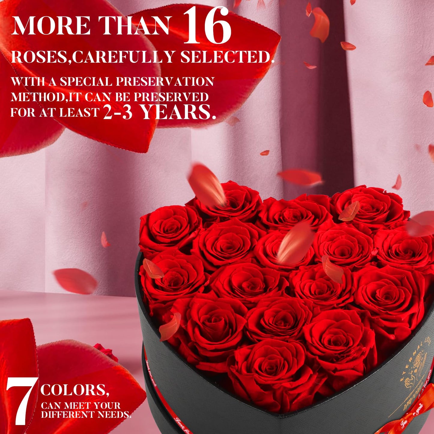 Impouo 16-Piece Preserved Rose Birthday Gifts for Women, Eternal Rose Preserved Flowers for Delivery Prime Mothers' Day, Valentine's Day, Christmas, Birthday - Red Roses