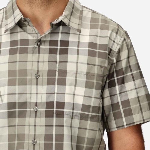 MARMOT Men's AirExchange UPF 40 Short Sleeve Shirt - Lightweight Breathable Quick-Dry, Hickory Nut Wayland Plaid, Large