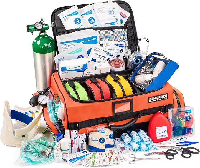 Scherber Fully Stocked First Responder Ultimate Professional EMT/EMS Trauma Kit | HSA/FSA Approved | w/10+ Compartments, Z...
