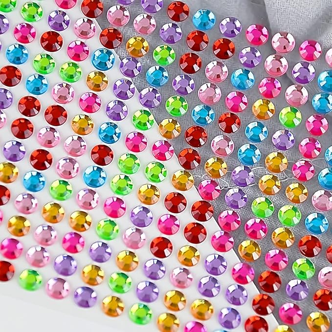 3090PCS Self Adhesive Pearl Stickers 3/4/5/6mm with Colored Pearl Rhinestones Stickers for Face, Stick on Body Crystal Jewels Makeup Glue for Face Eye Hair Nails Make up and Craft Home Decor