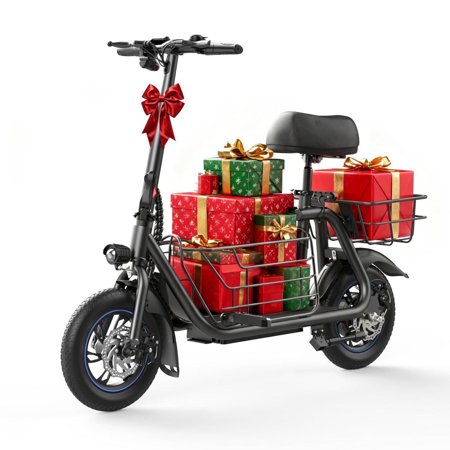 URBANMAX Electric Scooter with Seat, 550W Motor, 18.6MPH Top Speed, 20 Miles Range, Adults Electric Scooter with Large Storage Basket for Pets Dogs and Items，C1S-V1