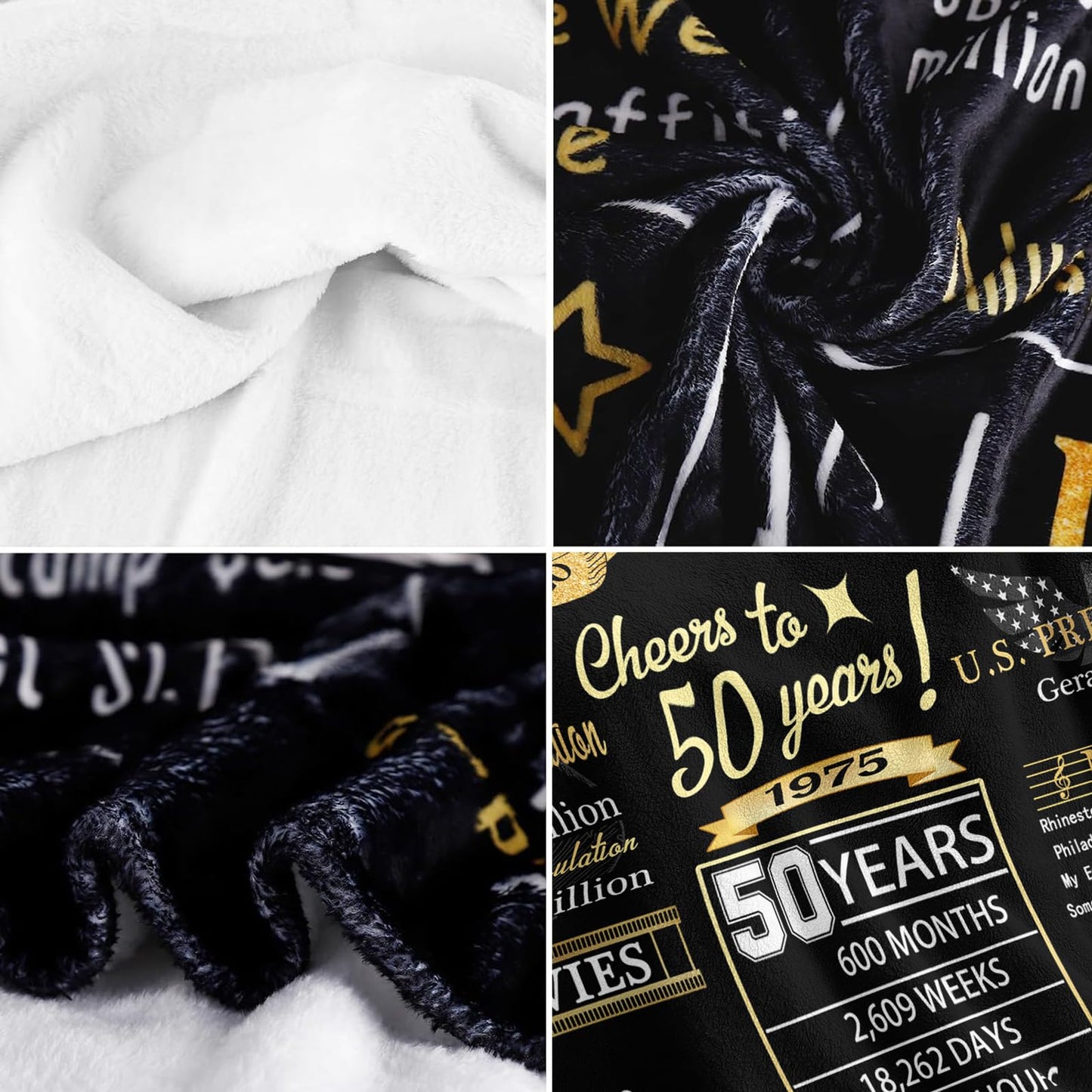 Budalagong 50th Birthday Gifts for Her Him,50th Birthday Gifts for Women Men 1975, 50 Year Old Gift Blanket for Turning 50 Birthday Woman Man
