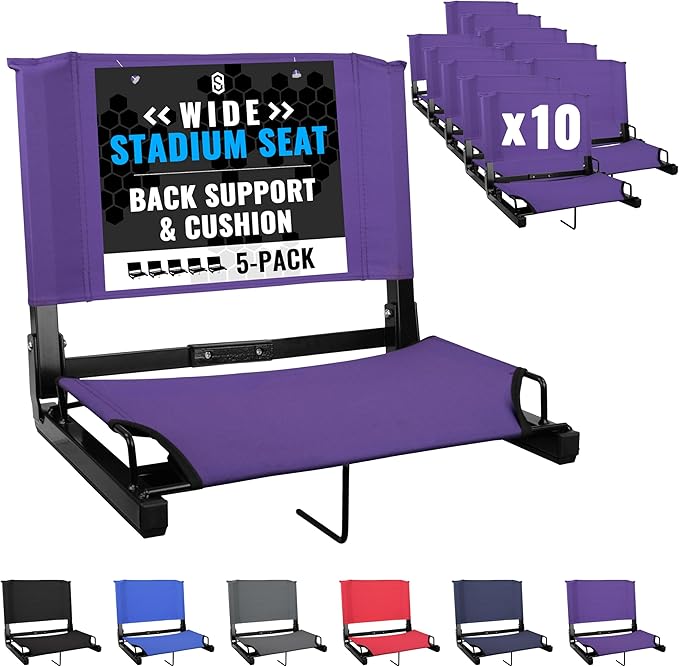 Sports Unlimited - Bleacher Chairs with Back and Cushion - Stadium Seats with Back Support Wide and Regular, Stadium Chair