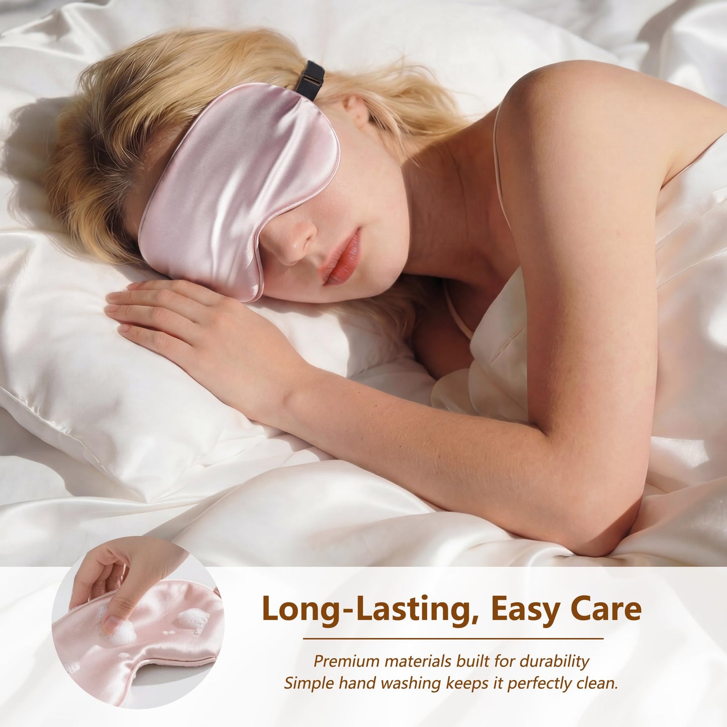 Loomluxe Sleep Mask Silk Eye Mask for Men Sleeping Mask, Adjustable Elastic Strap for Night Shading Sleep Mask, Soft and Comfortable for Both Men and Women(Pink)
