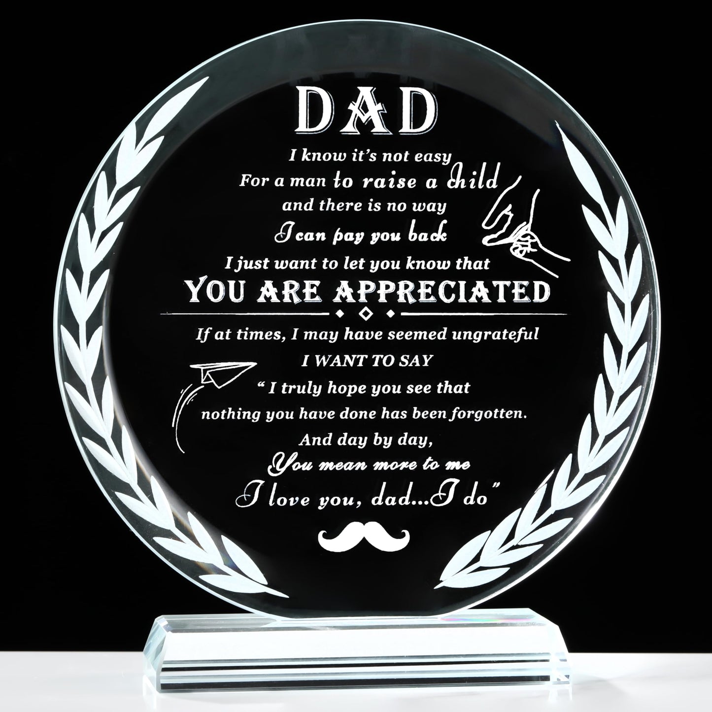 Qianwei Gifts for Dad Father's Birthday Day from Daughter Son Crystal Plaque Keepsake Present to My Dads Gift for Christmas Valentines New Year Thank You Gifts Ideas for Fathers