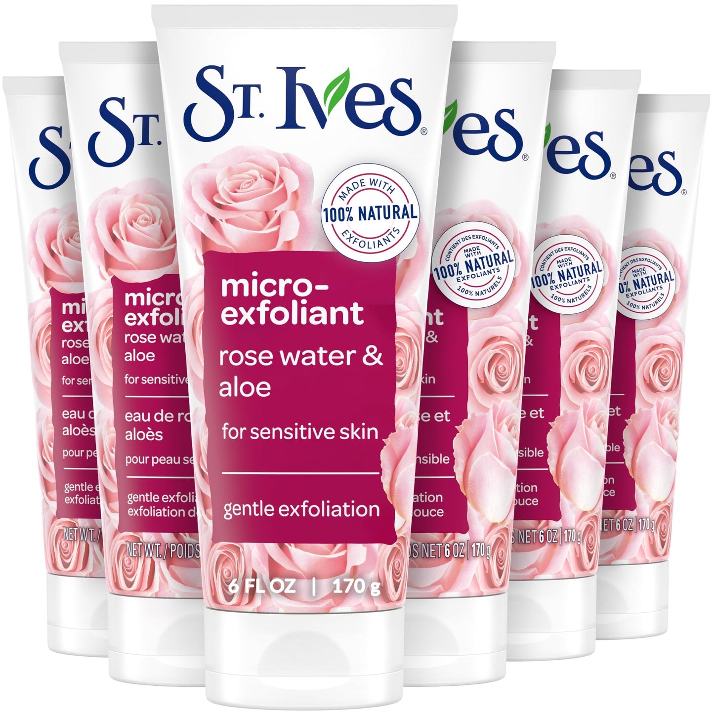 St. Ives Gentle Smoothing Face Scrub, Rose Water & Aloe Vera Exfoliator, Facial Scrub Made with 100% Natural Exfoliants, Paraben