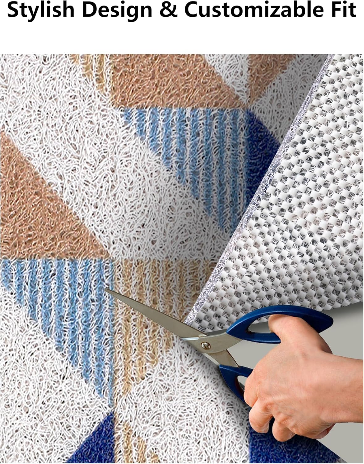 Square Shower Mat, Yonala 24 x 24 Inch Stylish Non Slip Shower Mats for Inside Shower, Soft Trimmable PVC Loofah Anti Slip Shower Mat, Fast Drying Shower Floor Mat for Bathroom, Home, Bath Tub