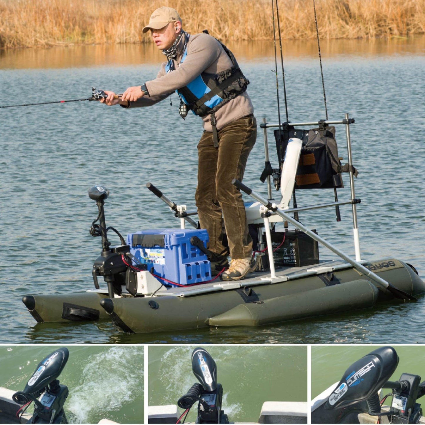 Zichen Haswing CaymanT Transom-Mount Trolling Motor with Wireless Remote & Foot Control - 55LBS Thrust, 39in. Shaft for Kayak Fishing Boat in Freshwater & Saltwater