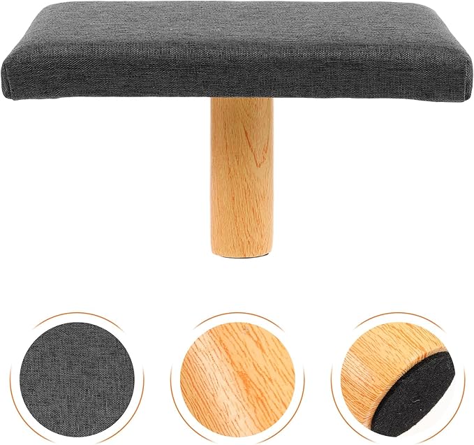 Bench Wood Seiza Stool with Cushion for Prayer and Ergonomic Single-Leg Balance Chair Stable Posture Support Grey Seat for Adults