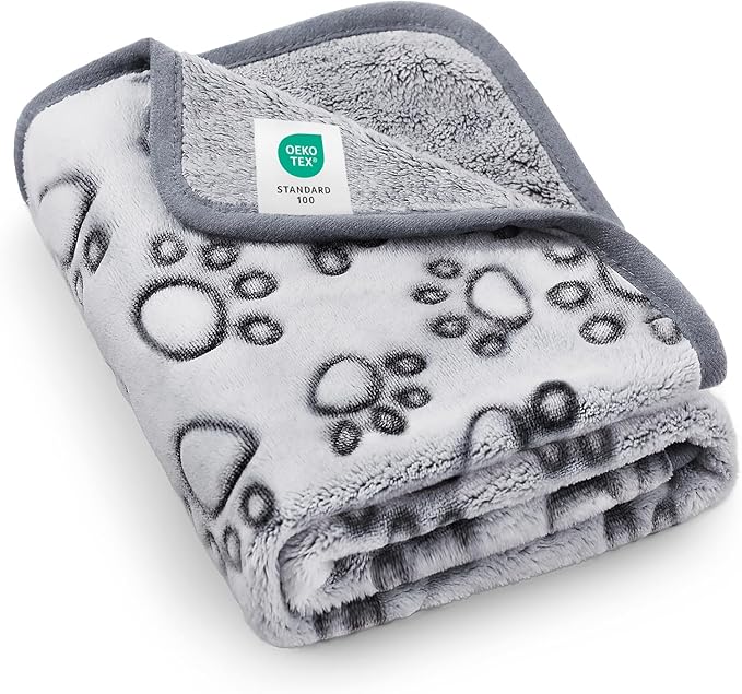 Luciphia Premium Soft Dog Blanket for Small Medium Large Dogs Washable 300GSM Fluffy Warm Fleece Puppy Cat Paw Print Pet F...