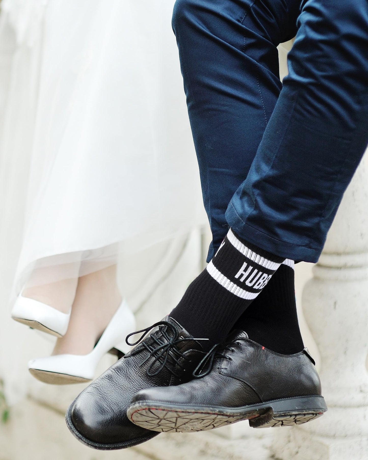 Shihanee 2 Pairs Wedding Gifts for Couples Wedding Crew Socks Bride and Groom Socks Mr and Mrs Gifts Engagement Favors(Wifey,Hubby)