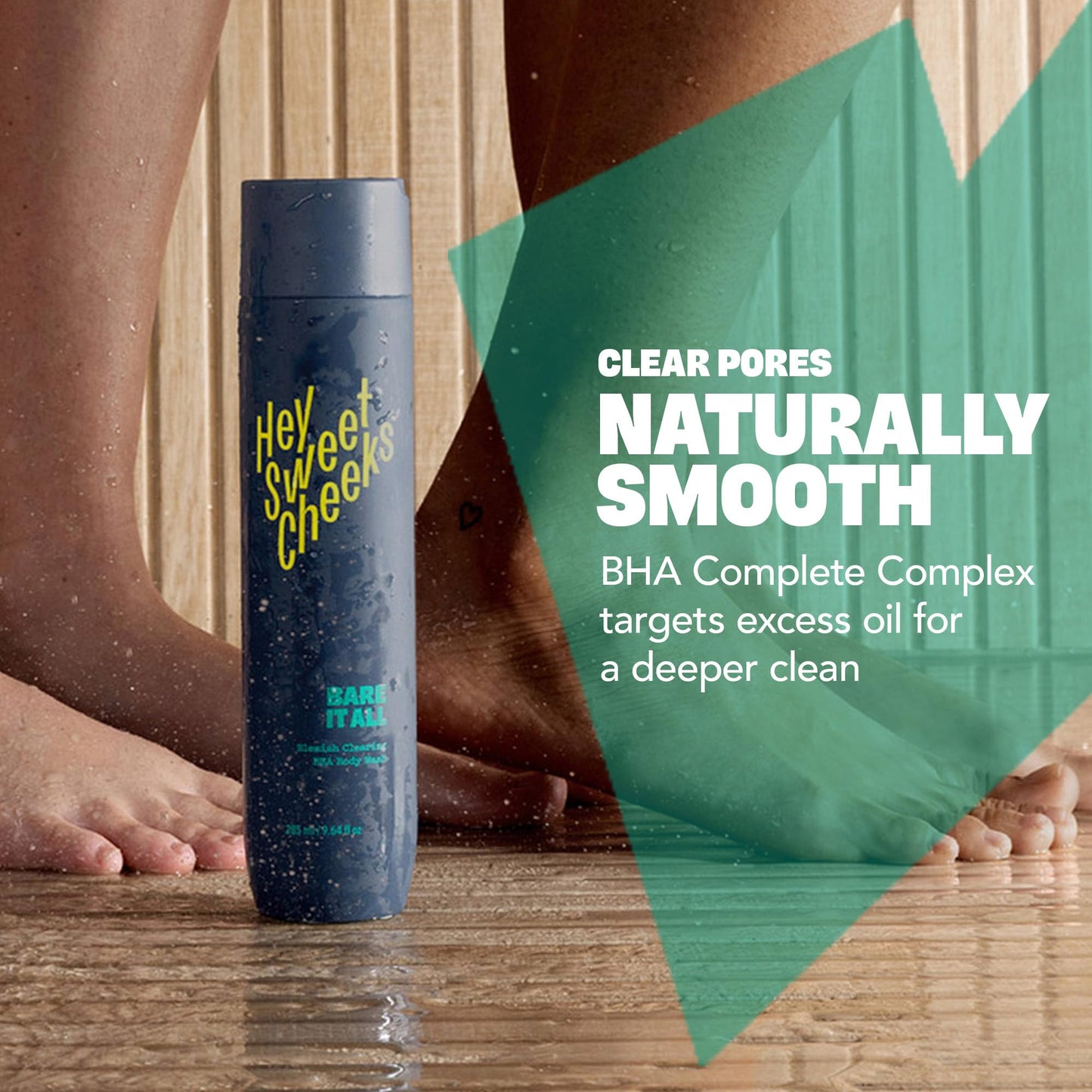 HEY SWEET CHEEKS BHA Salicylic Acid Body Wash with Oat Milk, Blemish Body Wash for Back Blemishes, Bacne, Cleanser for Clear, Sm