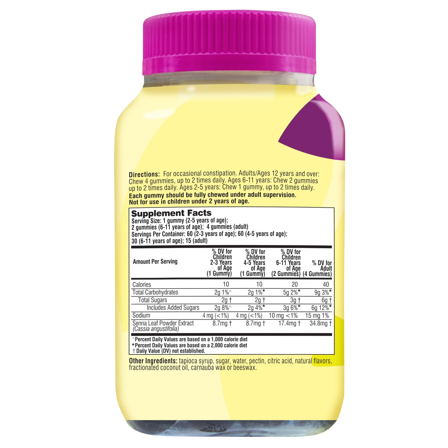 Senokot Laxative Gummies, Natural Senna Extract, Gentle, Overnight Relief from Occasional Constipation, Mixed Berry Flavor, 60 Count.