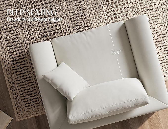 ohllob 48.6" Single Sofa, Small Boneless Couches for Living Room, Cloud Couch for Bedroom, Office, Warm White