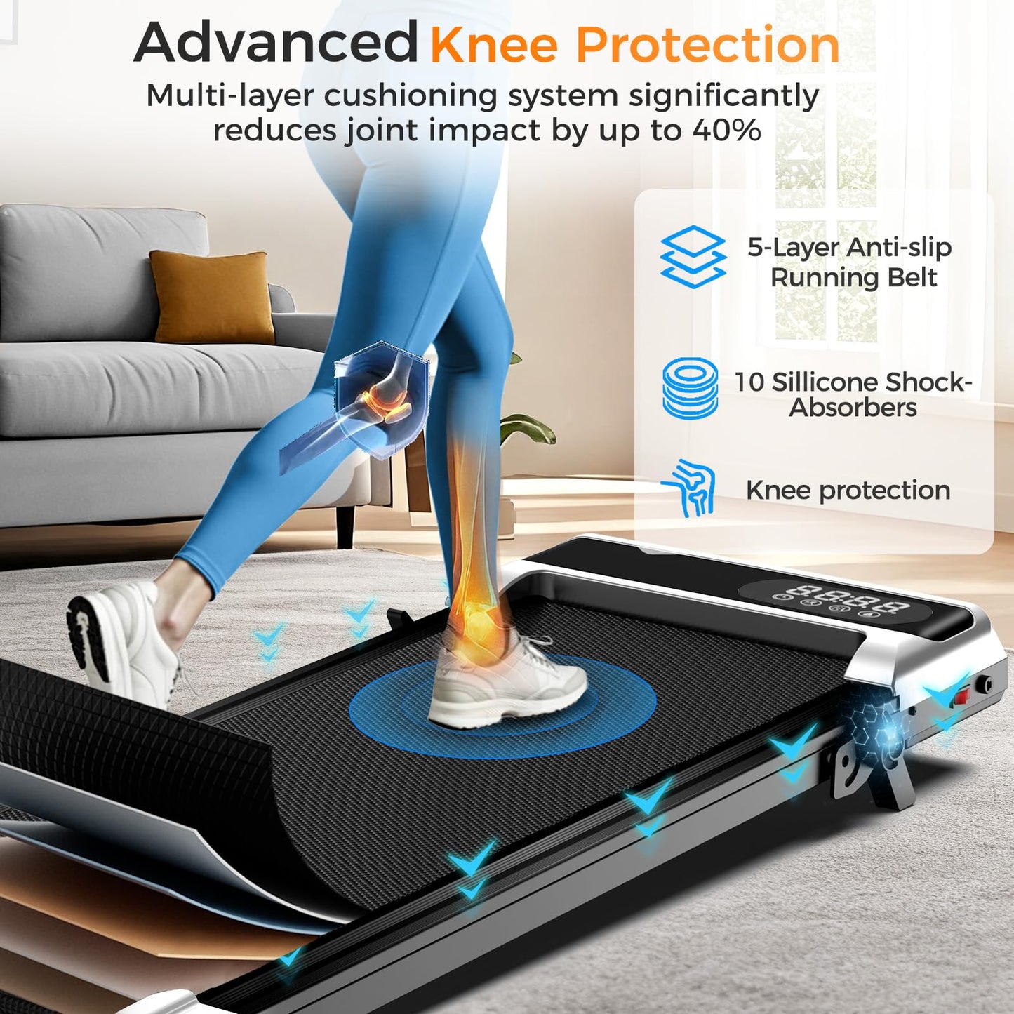 Walking Pad Treadmill with 8% Incline for Home Office,3.0HP Low Noise Portable Folding Under Desk Treadmill with Remote Control,Jogging Running Machine,350 Lbs Capacity,LED Display,Handle Bar