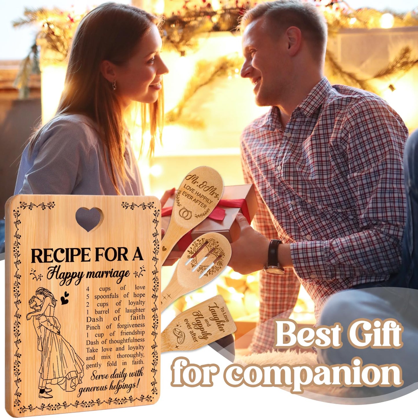 Bridal Shower Bachelorette Gifts for Bride Groom, Wedding Gifts for Couples 2025 - Happy Marriage Cutting Board Set for Newlyeds Newly Engaged Couples Bride to Be Wedding Shower