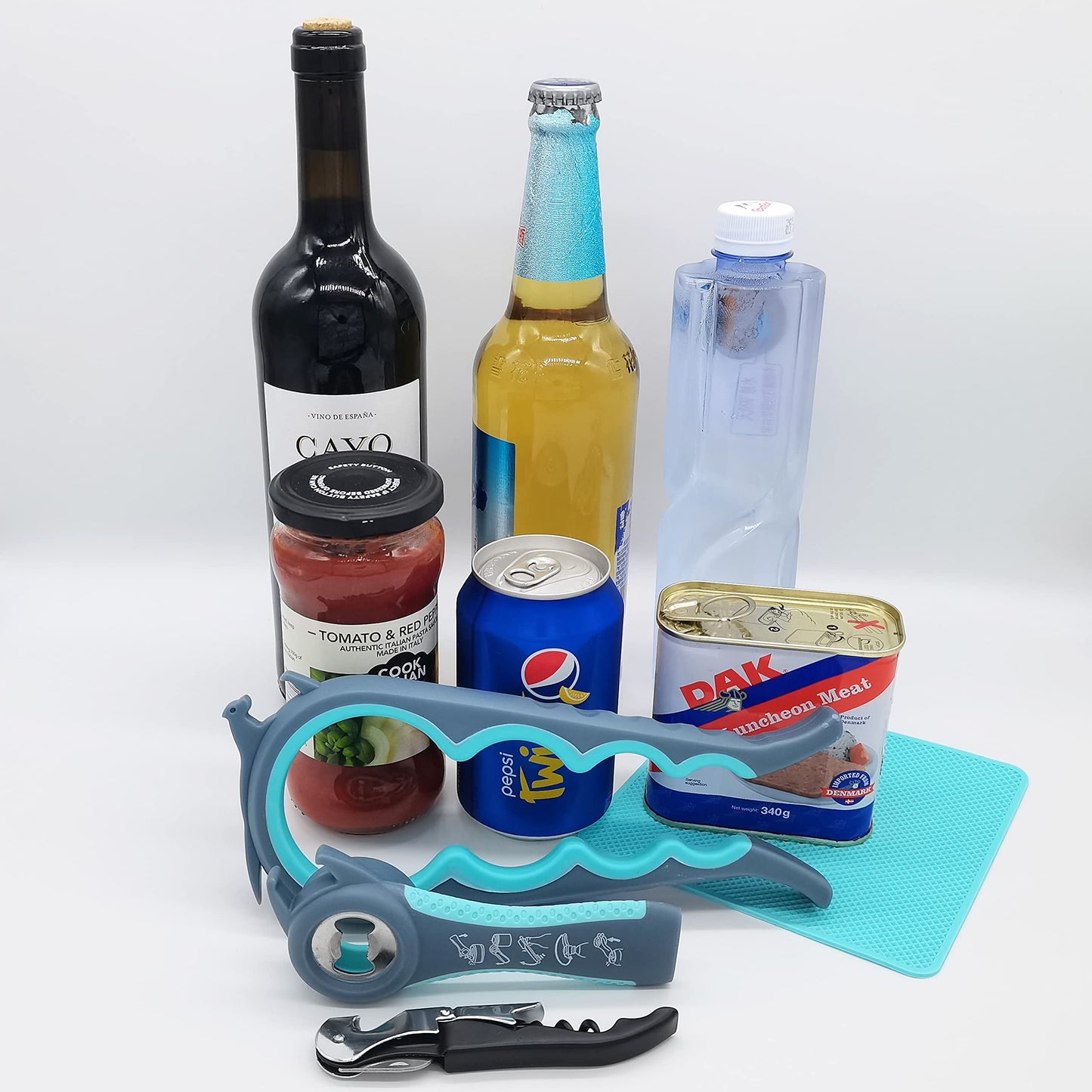 Otstar Jar Opener Bottle Opener and Can opener for Weak Hands,Seniors with Arthritis, Elderly, Jar Lid Opener Gadgets with Rubber Jar Opener Gripper Pad and Corkscrew Opener