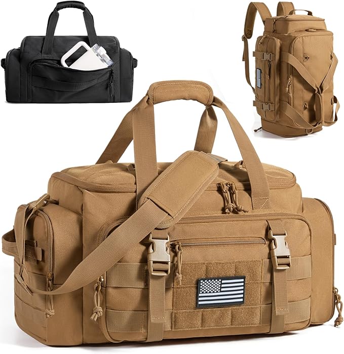 BAGSMART Tactical Gym Bag for Men, 22L Duffle Bag for Travel with Shoe Compartment, 4 in 1 Personal Item Tactical Backpack...