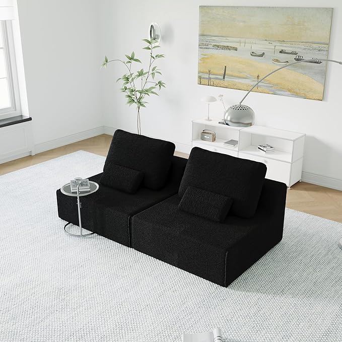 Sailret Oversized Modular Sectional Sofa, Foam-Filled Lazy Couch with Lumbar Pillow, Convertible Floor Sofa Set for Living Room Bedroom, Free Combination, Multiple Packs (1–6 Seats)