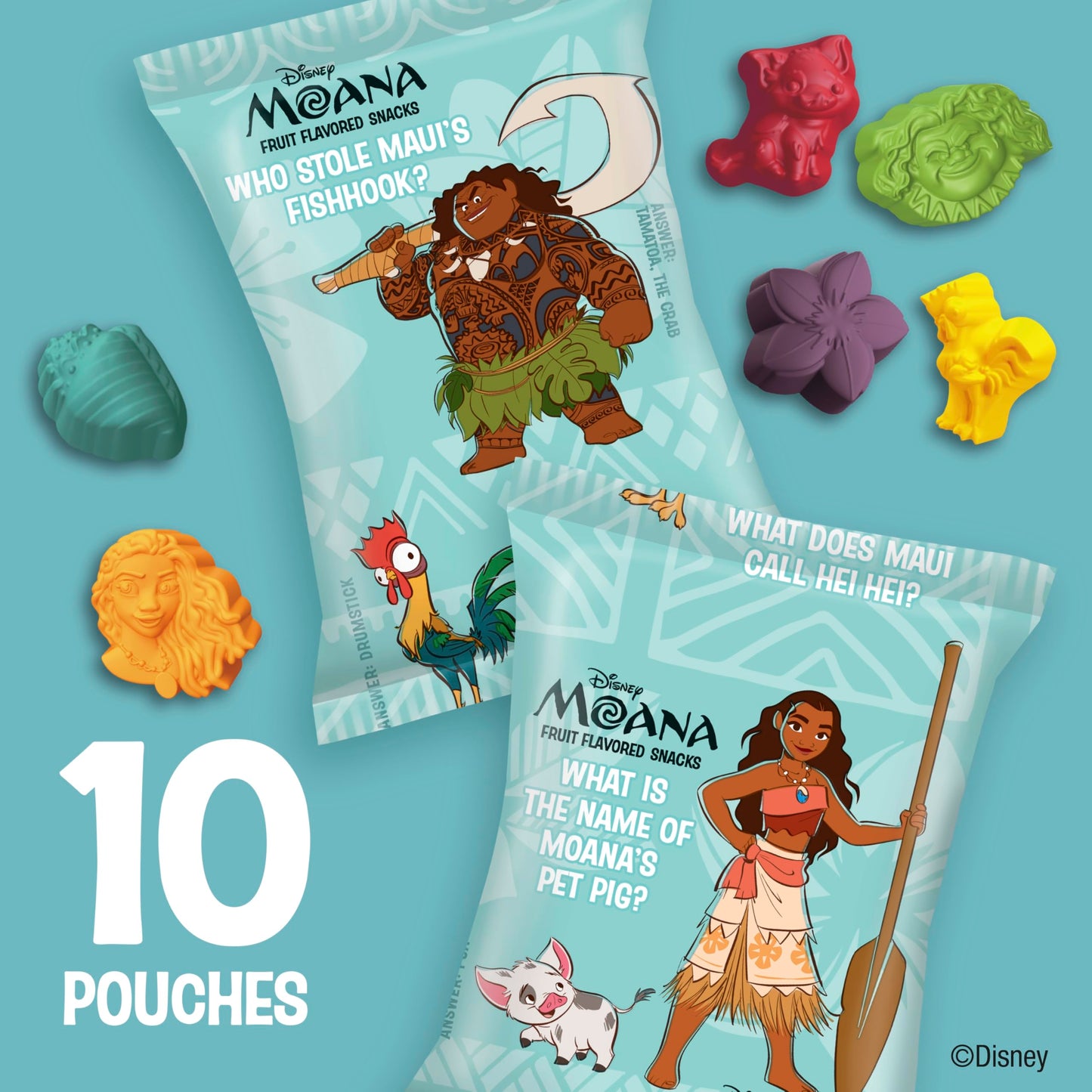 Disney Moana Fruit Flavored Snacks, Gluten Free, Kids Snacks, 10 Ct, 8 oz