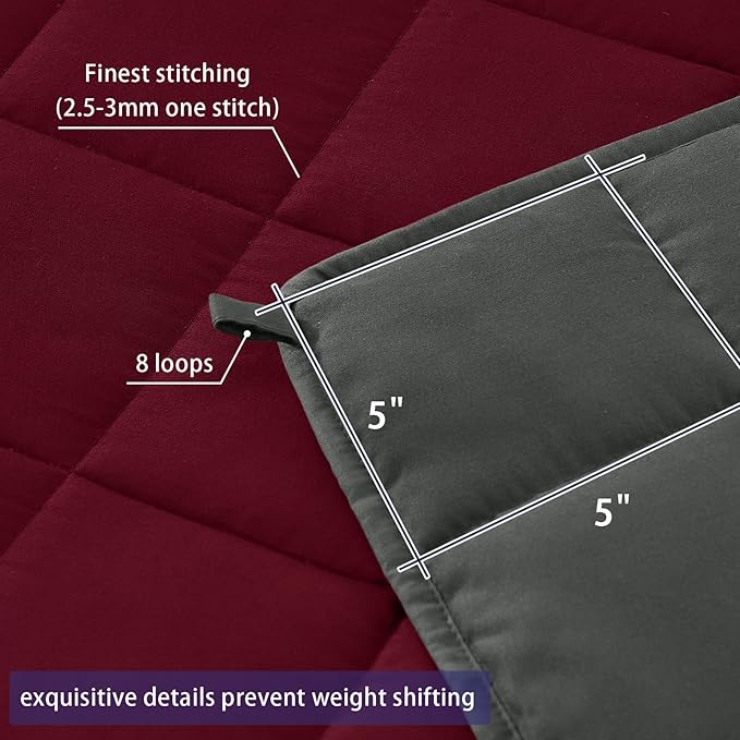 yescool Weighted Blanket for Adults (20 Lbs, 60”X 80”, Red Grey) Heavy Thick Bed Blanket Queen/Full Size for Sleeping Perfect for 190-210 Lbs, Cozy Gifts for Women, Machine Washable