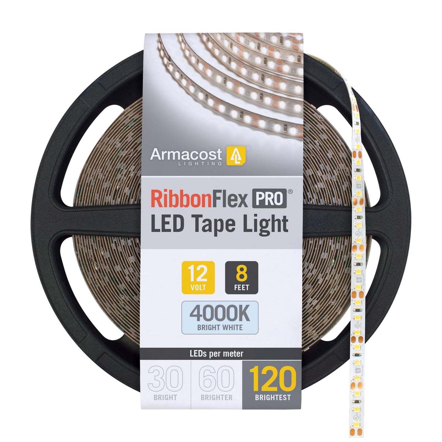Armacost Lighting RibbonFlex Pro 12V White LED Strip Lights 120 LED/m, 4000K, 8.2 ft 153210