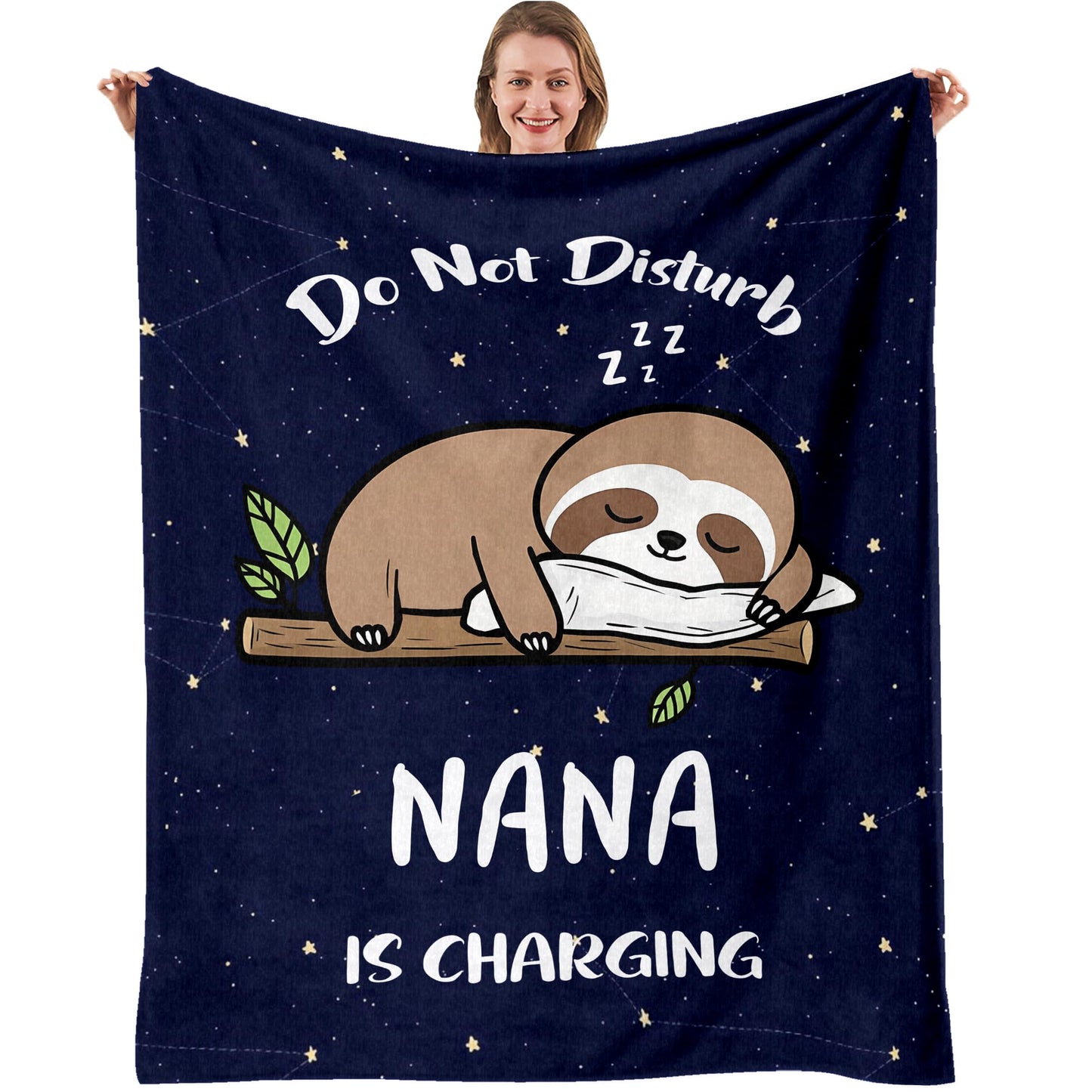 Nana Birthday Gifts, Grandma Gifts for Mothers Day Christmas from Grandkids, Nana is Charging Sloth Blanket 50"X60"