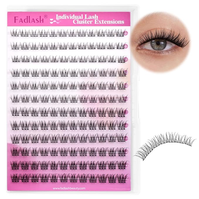 Natural Lash Clusters DIY Lash Extensions at Home Wispy Eyelash Extensions Individual Cluster Lashes 9-12mm Eyelash Cluster False Lashes by FADLASH (SLYW)