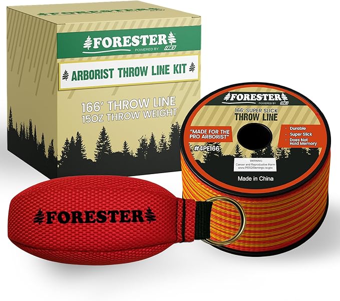 FORESTER Arborist Throw Line Kit | Throw Weight & 166ft Rope | Ultra Slick 100% Polyester Rope | Arborist Equipment for Tr...