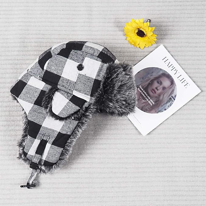 ONWAY Trapper Hat Winter Hats for Women Men with Faux Fur Ear Flaps