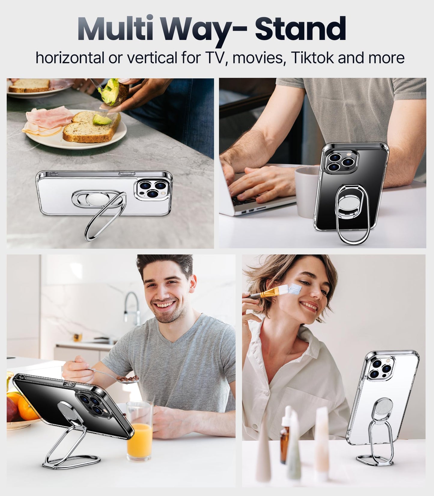 Shields Up For Iphone 15 Pro Case With Stand, Phone Case Clear With Double Ring Holder [Adjustable & Foldable] Shockproof Protec