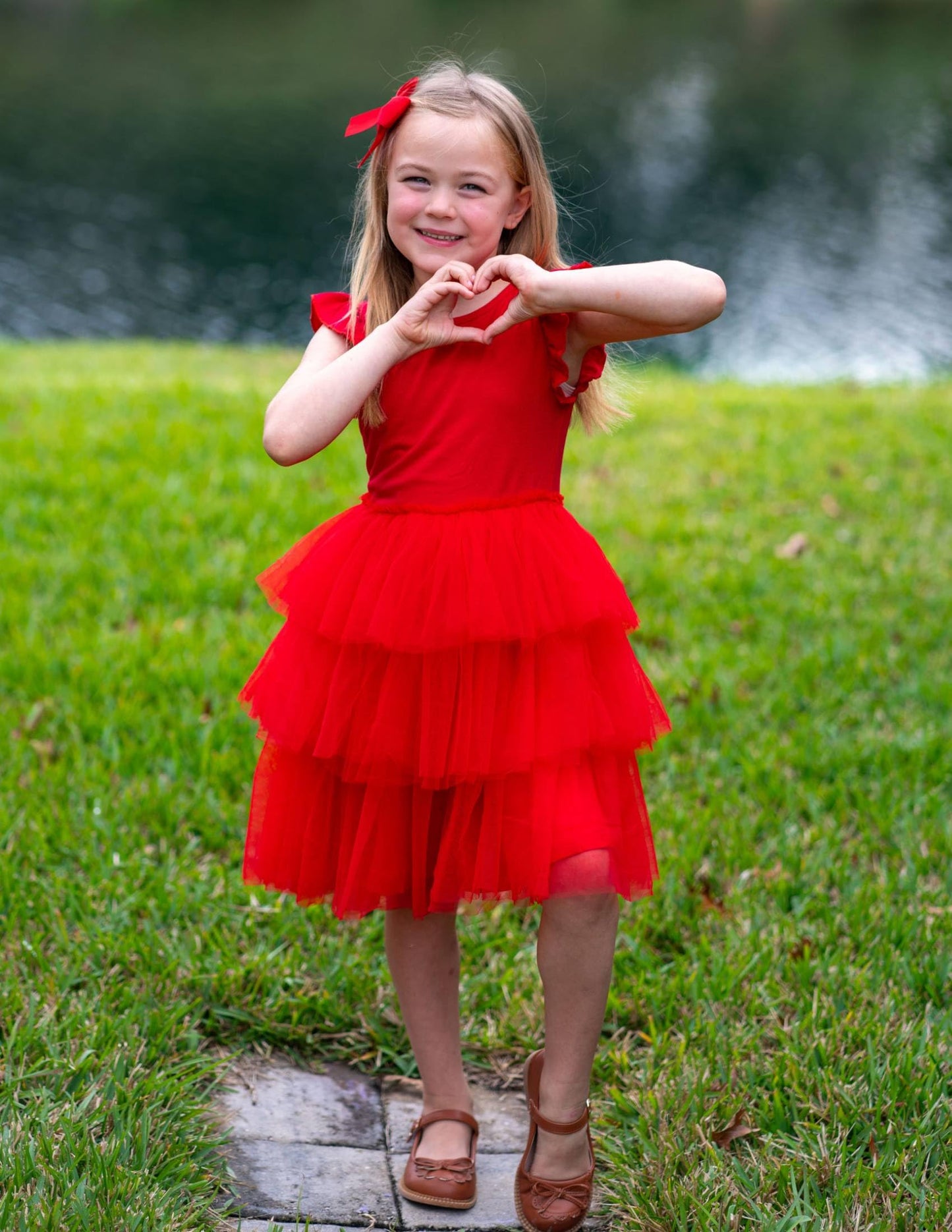 Arshiner Girl Dresses Toddler Flutter Tutu Dress Formal Red Valentine Christmas Birthday Party Sundress 4-5 Years