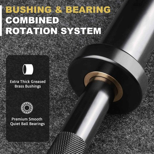 LIONSCOOL Premium 4ft Barbell (Black E-coating, 4FT, 500LBS)