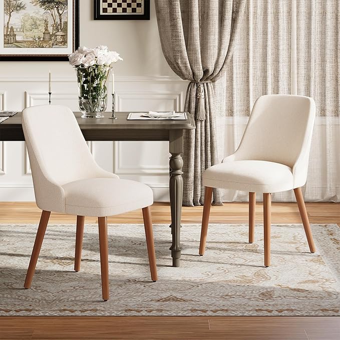 MALOL Dining Chairs Set of 2, Upholstered Dining Room Chair with Wood Legs, High-Back Padded Kitchen Chairs for Dining Roo...
