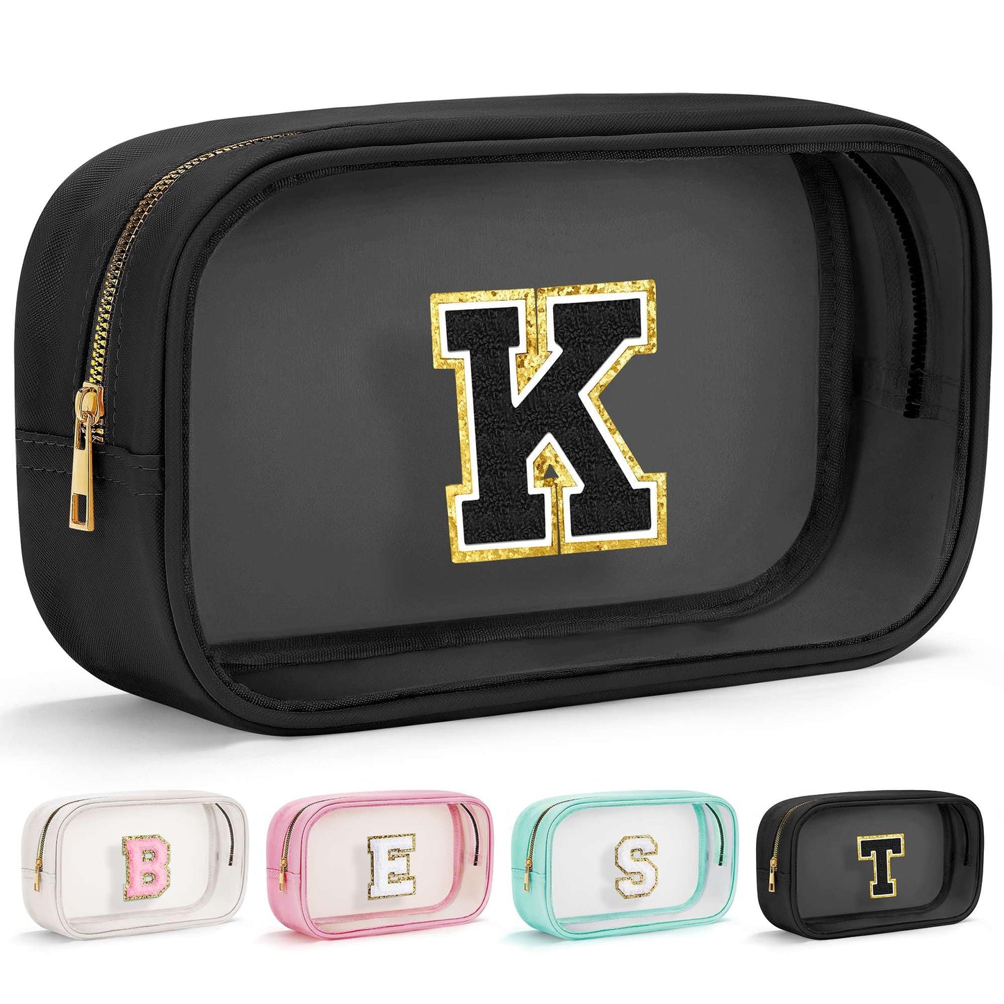 YOOLIFE Birthday Gifts for Her Wife Travel Makeup Bag Toiletry Bag for Women, Clear Makeup Bag Cosmetic Bag Travel Accessories Birthday Gifts Teacher Mother Wife Girlfriend Bride Gifts Black K