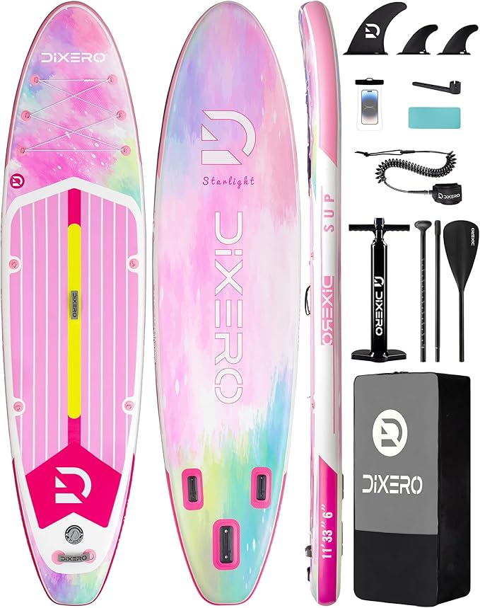 Dixero Inflatable Stand Up Paddle Board with SUP Accessories, Anti-Slip EVA Deck, 11'*33" Inflatable Paddle Boards for Adu...