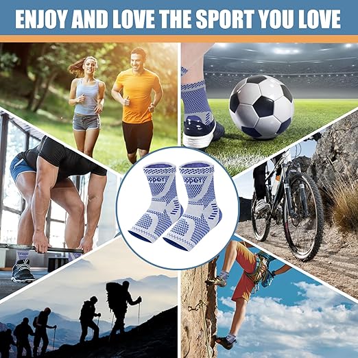 LISEPWU Copper Ankle Brace, Copper Infused Ankle Support Compression Sleeve for Men & Women, for Foot Pain Relief, Sprained Recovery, Achilles Tendonitis, Daytime or Night Use(Blue L)
