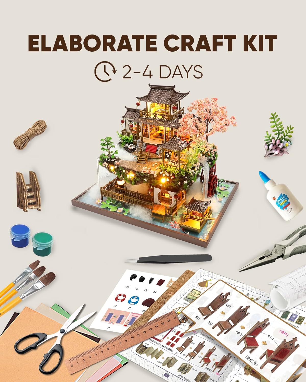 DIY Miniature House Kit, DIY Dollhouse Kit for Adults to Build, Mini House Kit with LED, Mayberry Street Miniatures, Ideal Gifts for Birthday, Valentine Christmas(Wonderland)