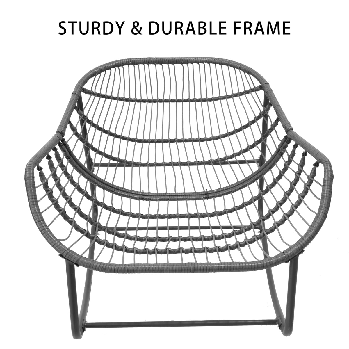 Outdoor Papasan Rocking Chair - Oversized Rattan Egg Chair with Thick Cushion, 330 lbs Capacity, Waterproof Wicker Lounge Chair for Patio, Porch, Living Room, Bedroom, Balcony & Garden (Orange)
