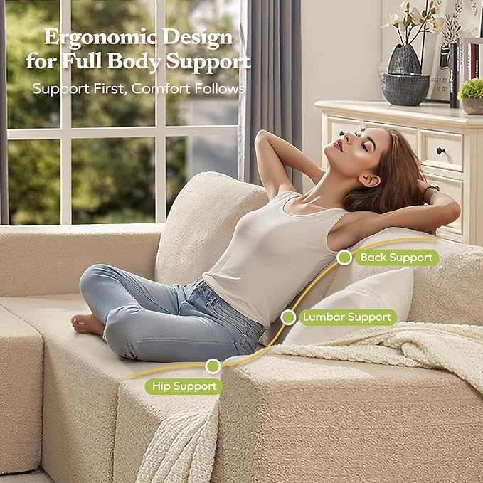 Furnify Loveseat Sofa, Cloud Modular Sofa Couch, Upholstered Floor Sofa with Deep Seat, Upholstered Foam Couch for Bedroom Living Room, No Assembly Required (Teddy Boucle, Camel)