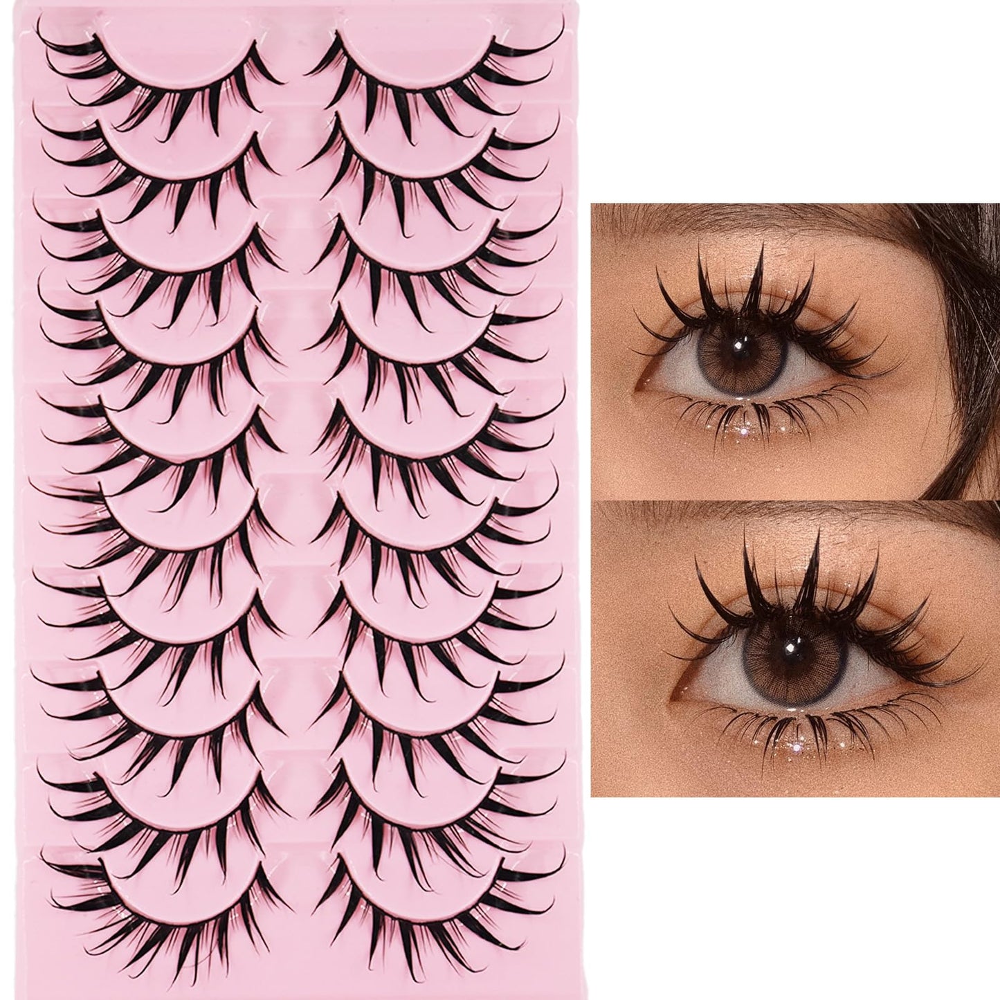 AUGENLI 16mm Manga Wet Look False Eyelashes, Japanese Manhwa Eye Erogenous Makeup Lashes Cosplay Masquerade Party Makeup Eyelash
