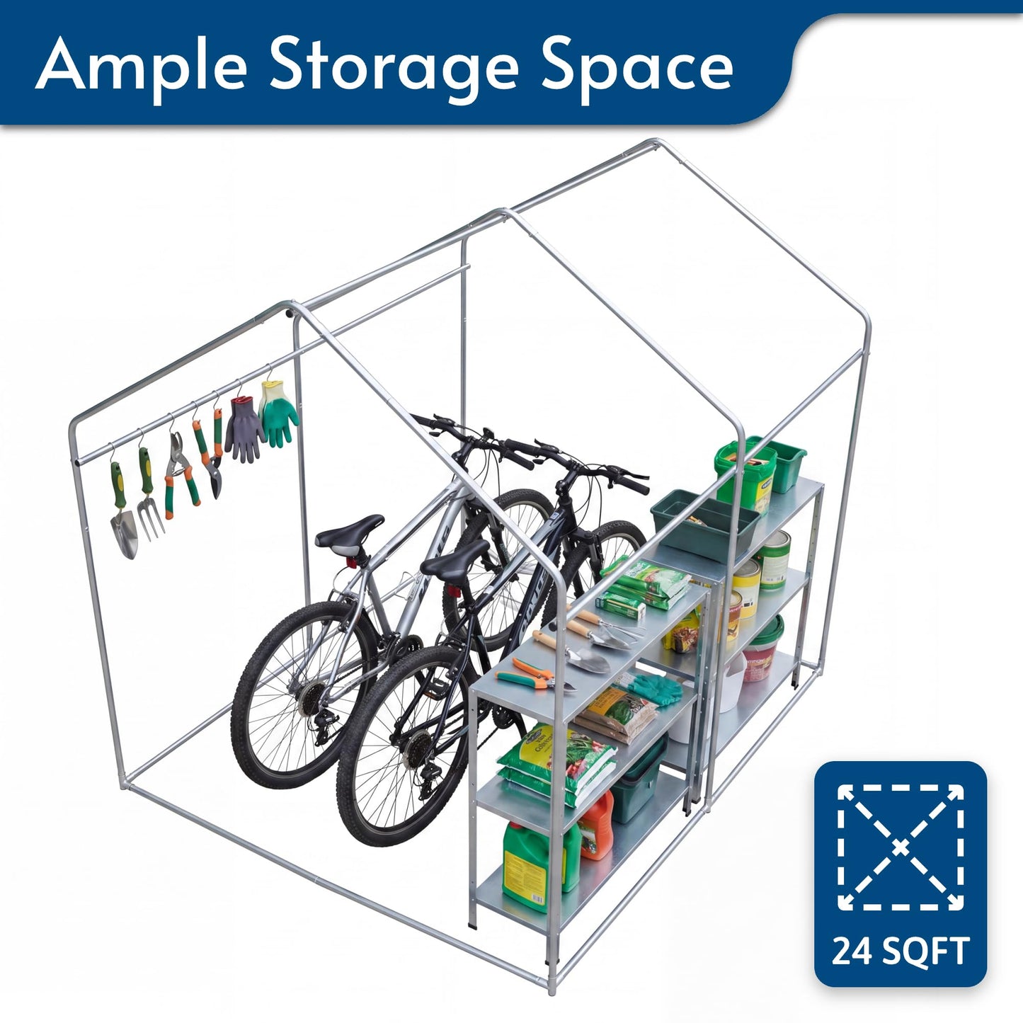 HOTEAGLE Sheds & Outdoor Storage, 3/4 inch Thick Support Rods & Bolted Frame (Not Socket), Rolled Up Doors and Ventilation Window, Portable Garage 6 x 4 ft