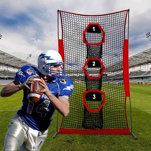 Doublehorse Football Throwing Net - 5x7FT Portable Rugby Quarterback Target Toss Kicking Practice Training Game for Outdoor Indoor Backyard Sports Field Teens Adults Practice Gifts